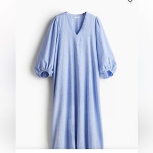 H&M Blue Striped Linen Cotton Blend Dress
